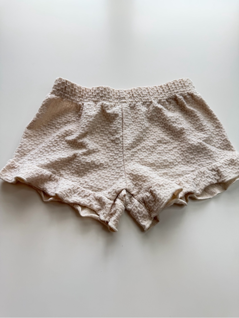 Girls Cream Ruffle Sleeve Top & Shorts Matching Set - Picture 6 of 8